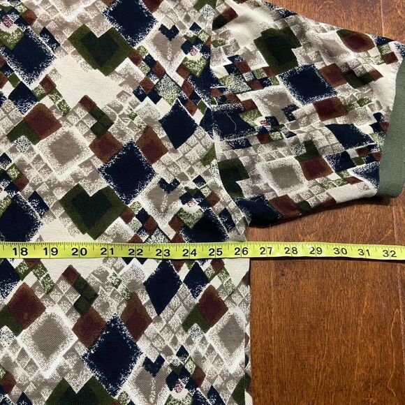 Fizzaro Vintage Geometric Multicolored Green Polo Shirt Cotton Men's Size XL - Picture 8 of 9